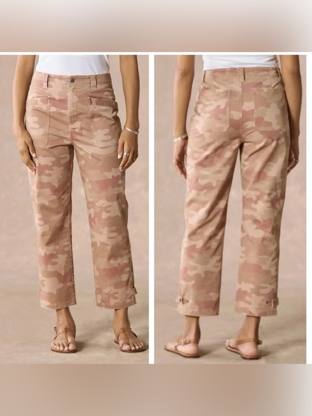 Sundance Hayes Vanilla Camo Cargo Pants Women's Size 16 Pink Camouflage Crop XL